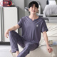 LangSha (LangSha) extra large size men's modal pajamas plus fat pajamas summer thin loose casual home clothes short-sleeved trousers suit ALS9905 L men [100-125Jin [Jin equals 0.5 kg]]