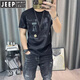 JEEP SPIRIT麻料棉t恤男2025新款印花短袖T恤棉麻衣服男士高端麻布半袖上衣 829灰色 L
