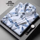 Classic Car (Laoyeche) Sommer Herrenhemd Blumen lose große Eis Silk Kurzarm Trendy Fett Hemd Männlich Fett extra großer halbe Ärmel 9207 Schwarz L.