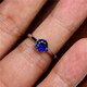 Yueyi simple temperament 1 carat tanzanite ring women's sapphire ring ring live gift 925 sterling silver six claws deep mm-live mouth