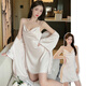 
Modal ice silk pajamas for women in summer new pure slinging robe two-piece home clothes spring and autumn sexy nightgown 7036 single skirt milky white XL [recommended 115-135Jin [Jin equals 0.5 kg] wear]