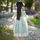 Annie Youer Hanfu Girls Sommerkleidung chinesische Stil Prinzessin Kleid Kinder Ancient Tang Style Girl Super Fairy Kleid Grün 120