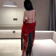 富伊熊新品情趣内衣性感古风汉服睡衣女调情免脱制服诱惑装激情床 红色汉服套装+9756镂空网衣套装 均码(建议80-130斤)