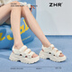 
ZHR sports sandals for women in summer casual beach shoes breathable Velcro thick sole women's shoes G739 beige 38