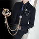 Nianfu Chinese style fashionable men's suit brooch set with diamonds Chinese dragon chain tassel collar pin dress accessories for wife gold