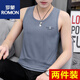 罗蒙（ROMON）纯棉背心男式潮流坎肩修身个性潮流夏季运动外穿打底男士无袖t恤 17组-M9232浅灰+M9793黑色 L