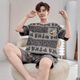 
Caiyun Kali pajamas men's 2025 summer short-sleeved shorts cartoon casual loose home clothes young people can wear thin suits outside 6627 blue letters M student [90-115Jin[Jin equals 0.5 kg]]