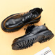 Bulipan Men's Wide Head Soft Soft Sof Sole Reultine En cuir chaussures Business Chaussures décontractées Sandales en cuir creux respirant trous frappés et semelle épaisse noire à lacets 15267-0 trous frappés en été 38 Ce modèle est une taille plus grande