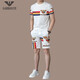 Armani Men's Ice Silk Casual Sports Costume Summer Summer à manches courtes en deux pièces T-shirt haut de gamme Ments MenS Short QDBGJ-H9859C BLANC SUIT SEUX TAILLE 105 / M (Convient pour 90-120 Jin [Jin équivaut à 0,5 kg]))