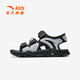 ANTA children's sandals, men's and women's shoes, 2025 summer new summer Velcro children's open-toe arch beach shoes, boys, black/limestone-5 34