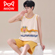 Catman (MiiOW) teenager pajamas men's summer vest pure cotton thin 12-13-15 years old sleeveless vest 16 junior high school students 1289 vest turmeric Bikachu M teenage version 60-80Jin [Jin equals 0.5 kg] 140-152CM