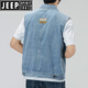 Jeep (Jeep) Color claro 2025 Nuevo chaleco de mezclilla Men sueltos de gran tamaño retro Vest Capacalizador de trabajo Horse Workwear Chaqueta de marca moderna 6231# Retro Blue 2xl (recomendado 160-175Jin [Jin iguala 0.5 kg])