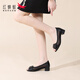 
Red Dragonfly High Heels Women's Summer Hollow Breathable Fish Mouth Wear Thick Heel Growth Mom's Shoes Sandals Genuine Leather Single Shoes Black 37