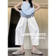 Nickybaby Pantalones de chicas del verano Seda delgada de hielo infantil de nueve puntos de pierna ancha Pantalones de zanahoria ropa de verano de niñas Chicas blancas 15263 metros blancos + 15251 Purple 130 cm