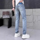 EMPORIO ARMANI Marca de alta gama Armani High-End Light Luxury Trend 2025 Spring and Summer New Men's Jeans Versión europea Slim Small Gray 6227-Ajhh 36