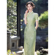 The new Chinese style girl with the European (YIOU) green cheongsam temperament, the new summer college entrance examination, the young and small person 9716 yellow cheongsam XL