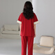 Langsha (Langsha) pareja casada pijamas un hombre y una mujer verano delgada algodón puro puro algodón rojo festivo festivo ropa de ropa para el hogar 866 + 766 m mujeres + 2xl 2xl para hombres