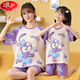 
LangSha (LangSha) Parent-child mother-daughter pajamas pure cotton summer thin short-sleeved cute cartoon internet celebrity little girl girl home clothing set 6624 [pure cotton single set] M 150-160cm80-99Jin [Jin equals 0.5 kg]