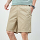 
Dancing with the wolf Summer shorts for men pure cotton solid color casual pants outside wearing men's loose and simple five-point pants men's pants 9215 Navy Blue 3XL
