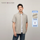TOMMY HILFIGER [Breathable Poplin] Summer Men's Pure Cotton Business Casual Plaid Short Sleeve Shirt Shirt Men's Jacket 35440 Gray Plaid L9F L (Recommended: 150-165Jin [Jin equals 0.5 kg])