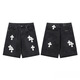 Jingpufei 25SS Brand tendance en cuir rétro en cuir lâche droit des shorts en jean lavage bleu de 9926 s 28