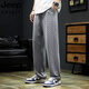 
JEEP SPIRIT Pants Men's Summer Thin 2025 New Ice Wire Sports Quick Dry Loose Wide Legs Straight-Legs Casual Pants 9905 Gray 2XL (Size 34)