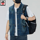 Aemape Apple Light Color 2025 Nuevo chaleco de mezclilla hombres sueltos de gran tamaño retro Horse Clip Workwear Chaqueta de marca moderna Men 6231# Retro Blue L (sugerido 130-145Jin [Jin equivale a 0.5 kg])