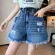 
Xianxizhi summer new style slim ripped denim shorts with wide legs loose large size women's clothing [3888: dark blue a-line shorts] 4XL [Suggested 161Jin[Jin equals 0.5 kg]-180Jin[Jin equals 0.5 kg]]