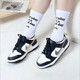 Nike-Basketballschuhe Frauenschuhe Airjordanaj1 Board Schuhe Frühling niedrig atmungsaktives lässige leichte Sportschuhe Trendy DH9764-001 Schwarz-Weiß-Little Panda 36