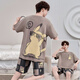 Modal Herren Pyjamas 2025 Sommer neuer reines Baumwollkurzschläfe dünne Cartoon Teenager Home Kleidung große Kinder Großgröße RWB-1517 M klein (Größe 155-160/Gewicht 80-100jin [Jin entspricht 0,5 kg]