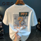 Camiseta de manga corta Glxlg Camiseta de moda de verano de verano Xinjiang Xinjiang Neck Hidlleved Men's Top T White 2 [ZJ1047 Fit Version] L Adecuado para 109-123 Jin [Jin iguala 0.5 kg]