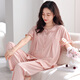 Langsha (Langsha) 2025 Nouveau pyjamas pour femmes en été avec poitrine de coton pur intégré pantalon à manches courtes à manches courtes vêtements de maison printemps et automne mince de poudre de crevettes LSF-694 M 160 Poids recommandé 85-105jin [Jin est égal à 0,5 kg]