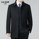 Lilan winter new double-sided cashmere coat men's medium wool woolen coat daddy lapel men's top gray dark plaid 2XL 185 size (recommended 155-170Jin Jin equals 0.5 kg)