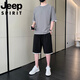 JEEP SPIRIT吉普男士休闲运动套装2025年夏季新款纯色短袖短裤时尚宽松体恤衫 浅灰色 ZL9866 2XL 建议140-155斤