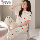 Specht Summer Pyjamas Frauen 2025 Neue Kurzarm-Kumpel Hosen Set Summer Dünn Frauen niedlicher Cartoon Home Anzug Kurzarm geschnittene Hosen-679 L Empfohlen 100-120jin [Jin gleich 0,5 kg]