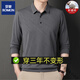 ROMON Summer Ice Silk T-shirt Men's Long Sleeve New Middle-aged Casual Lapel Thin Dad T-shirt Antibacterial Father's Day Gift High-end Brand 826 Navy Blue + International + High-end Brand XL 175 + High-end Brand
