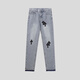 Heart Crome Heart CH FANTARIO CH Washable Old Cross Leather Jeans Men and Women Light Luxury Pants Luxury pantalones rectos tienda de hombres y mujeres 9905 azul claro 28