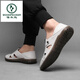Woodpecker summer leather sandals men's soft sole soft face men's casual versatile hollow sandals hole shoes non-slip driving shoes white 6625 38