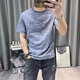 
Xuji Ice Silk Short Sleeve T-shirt Men's 2025 Summer New Printed T-shirt Slim Half-sleeved Ice Sexy Men's Sweatshirt 846 Blue M