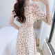 Yilizi [7027 people collect] 2025 new women's tea break French floral dress summer fresh Platycodon first love fairy apricot bottom floral M