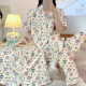 Pajama de primavera y verano de Hanrui para mujeres seda de seda de leche de dibujos animados de tres piezas ropa casera 14124 170 m