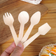 Weimiao Disposable Wooden Spoons and Forks Biodegradable Wooden Knives and Forks Tableware Salad Forks Ice Cream Dessert Trial Cake Spoons 100 14cm Wooden Spoons - Simple Pack