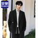 ROMON high-end new Chinese style Zhongshan suit for men, engagement, groom, wedding, national style metal lock suit jacket, black jacket + pants + stand collar white shirt XL