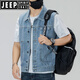Jeep (Jeep) Color claro 2025 Nuevo chaleco de mezclilla Men sueltos de gran tamaño retro Vest Capacalizador de trabajo Horse Workwear Chaqueta de marca moderna 6231# Retro Blue 2xl (recomendado 160-175Jin [Jin iguala 0.5 kg])