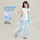 
Pitt Pitt Girls Wide Legs Summer Children's 2025 New Summer Big Children Ice Silk Thin Mosquito Repellent Pants Summer Shan Ben Pants 15106 Blue + 15277 Blue 120 cm