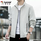 Woodpecker Jacket Men's Jacket Spring and Autumn 2025 Trendy Fashion Casual Versatile Men's Fashion Brand Outerwear J6618 Bean Gray 3XL
