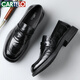 CARTELO crocodile (CARTELO) first layer cowhide shoes men's shoes 2025 new loafers breathable business casual shoes men's leather shoes K054 black 42