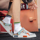 Atmungsaktiv und vielseitig lässige Sportsportnetz Schuhe Modetrendy Komfortable trendige Schuhe Leichte dicke alleinigheife dademische Dadschuhe JX-XJC-723 Weiß Orange 43