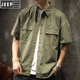 Jeep (Jeep) Camisa de verano de verano La marca retro de manga corta de manga corta de manga de mangas a gran tamaño de la camisa de la camisa japonesa del bolsillo de la camisa japonesa American Japanes