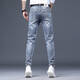 JEEP SPIRIT Jeep 2025 Summer New ripped Print Jeep Men's Slim Straight Small Foot Embroidery Versatile Elastic Sky Blue 6626 28 2.1 feet